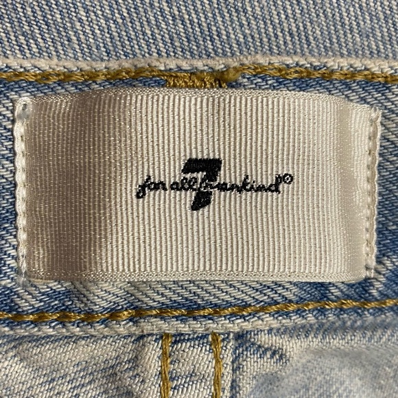 7 For All Mankind Low Rise Flare Jeans 27 Tailorless Iris Patch All Over Patches - Picture 2 of 16